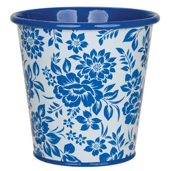 Delft Blue Design Metal Pot for Plants - 4" and 6" Options