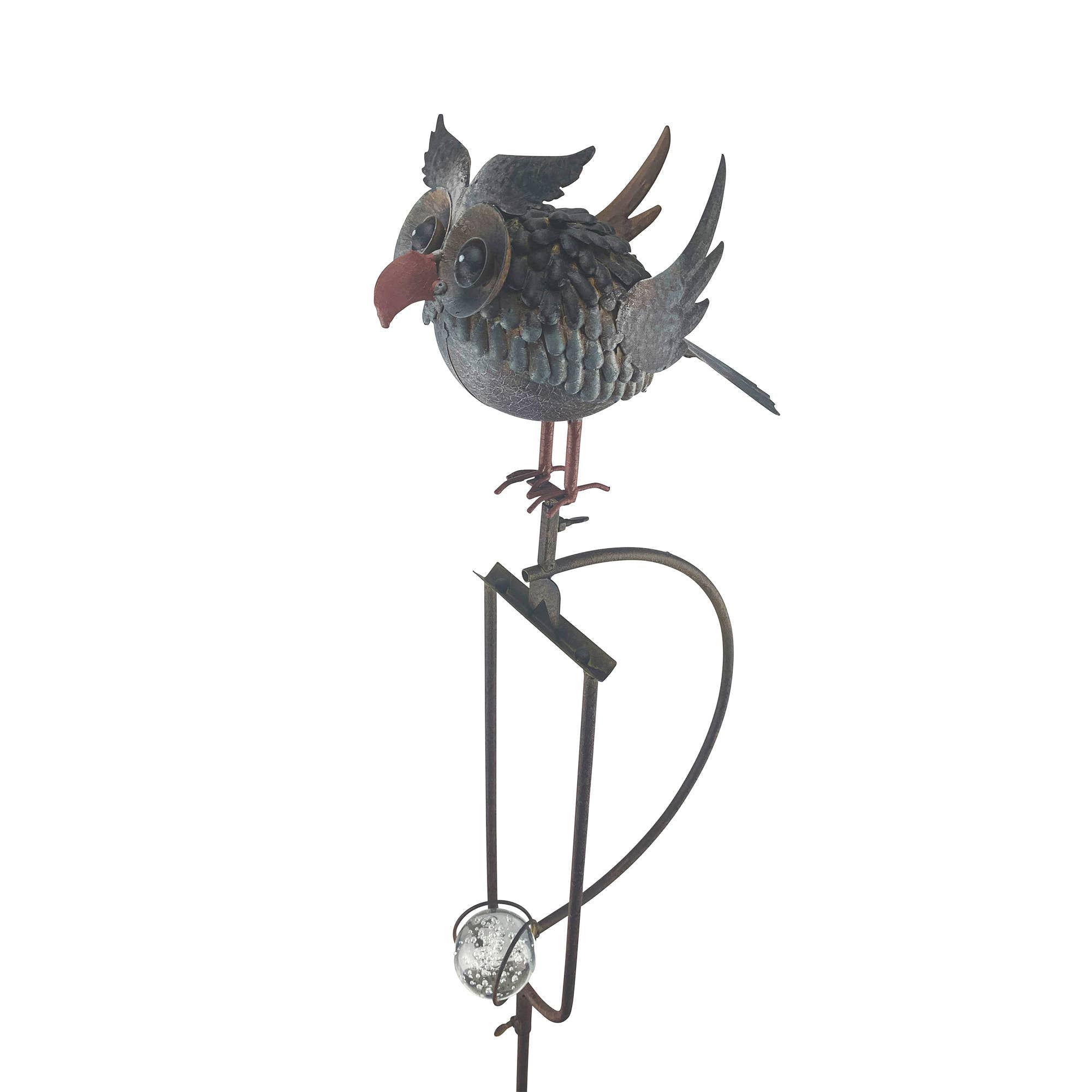 Round Owl Balance Rocker Garden Stake