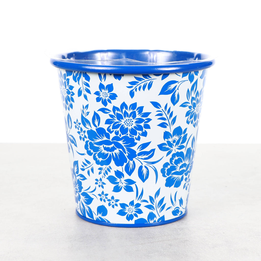 Delft Blue Design Metal Pot for Plants - 4" and 6" Options