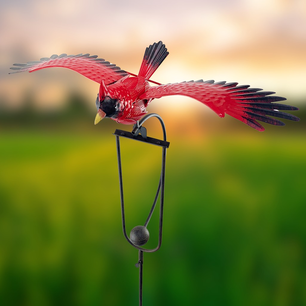 Small Cardinal Balance Rocker Garden Stake