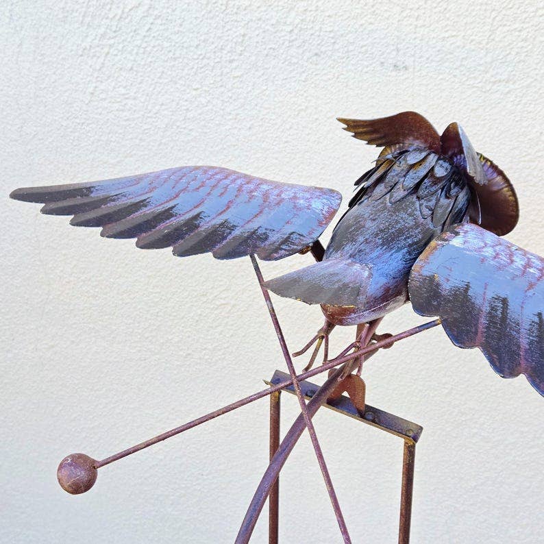 Rustic Metal Owl Garden Stake – Kinetic Balancing Yard Art, Outdoor Farmhouse Decor