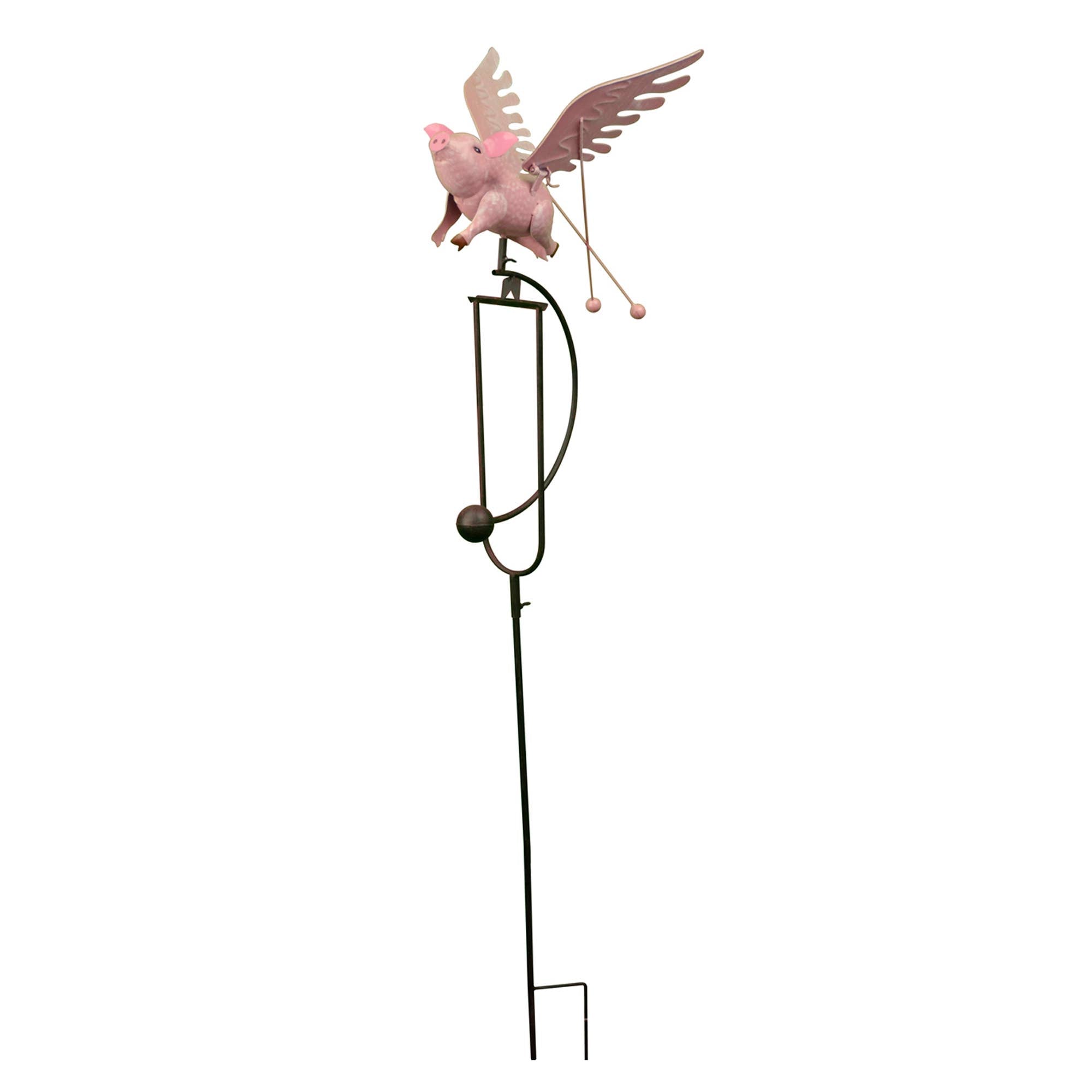 Small Flying Pig Balance Rocker Garden Stake
