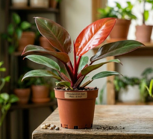 4" Philodendron Sun Red