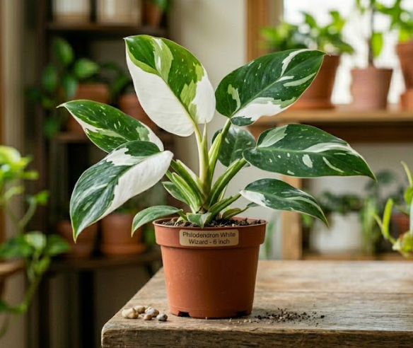 4" Philodendron White Wizard