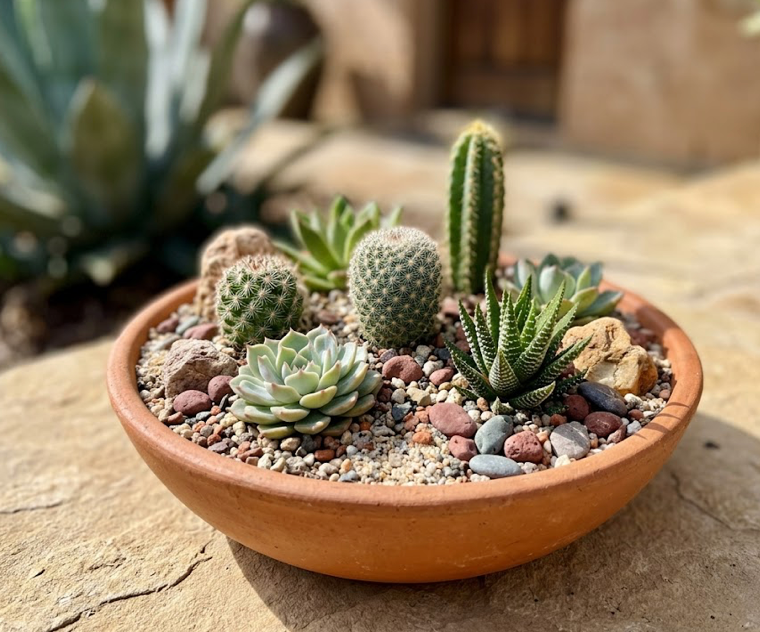 5" Clay Cactus Garden